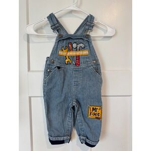 Vintage Cradle Togs Kids Hickory Stripe Mr Fixit Tool Belt Denim Overalls 12M